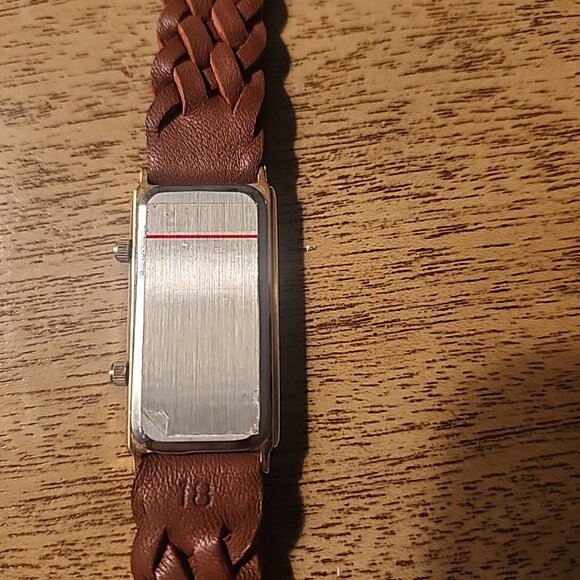 Vintage Orvis Dual Time Ladies Dress Watch Leather Band Quartz 6.25” New Battery main image 8